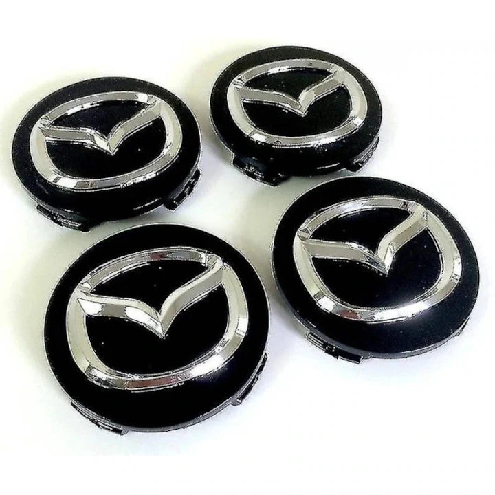 Set 4 capace roti 56mm Mazda, pentru jante aluminiu , negru