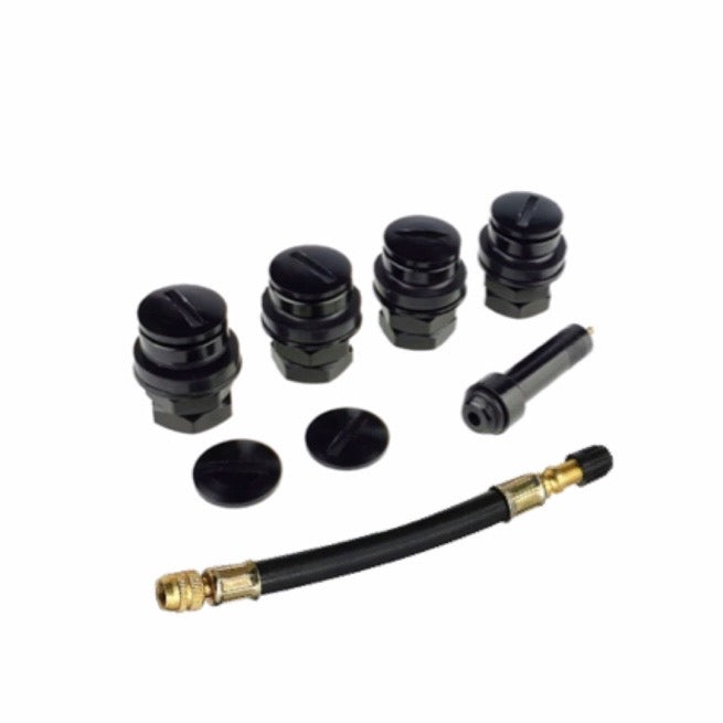 Set Valve Ascunse pentru jante din aluminiu, 4 buc, negru si extensie flexibila 21cm