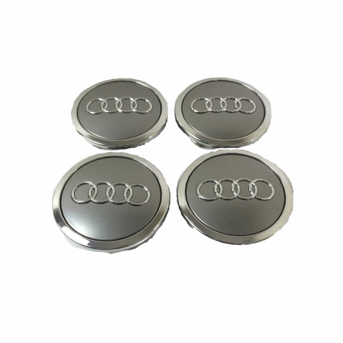 Set 4 capace roti, 60mm Audi, gri, crom pentru jante din aluminiu