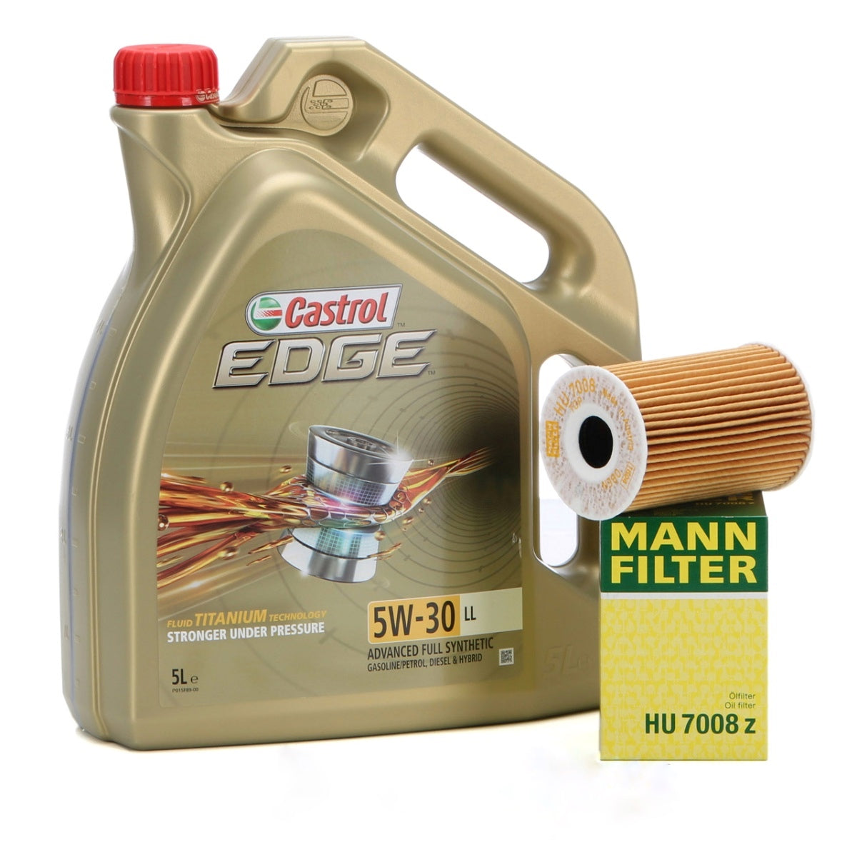 Set Ulei Motor Castrol Edge LL 5W-30 5L + Filtru Ulei Mann Filter HU7008Z pentru Volkswagen Transporter T5 2003-2015