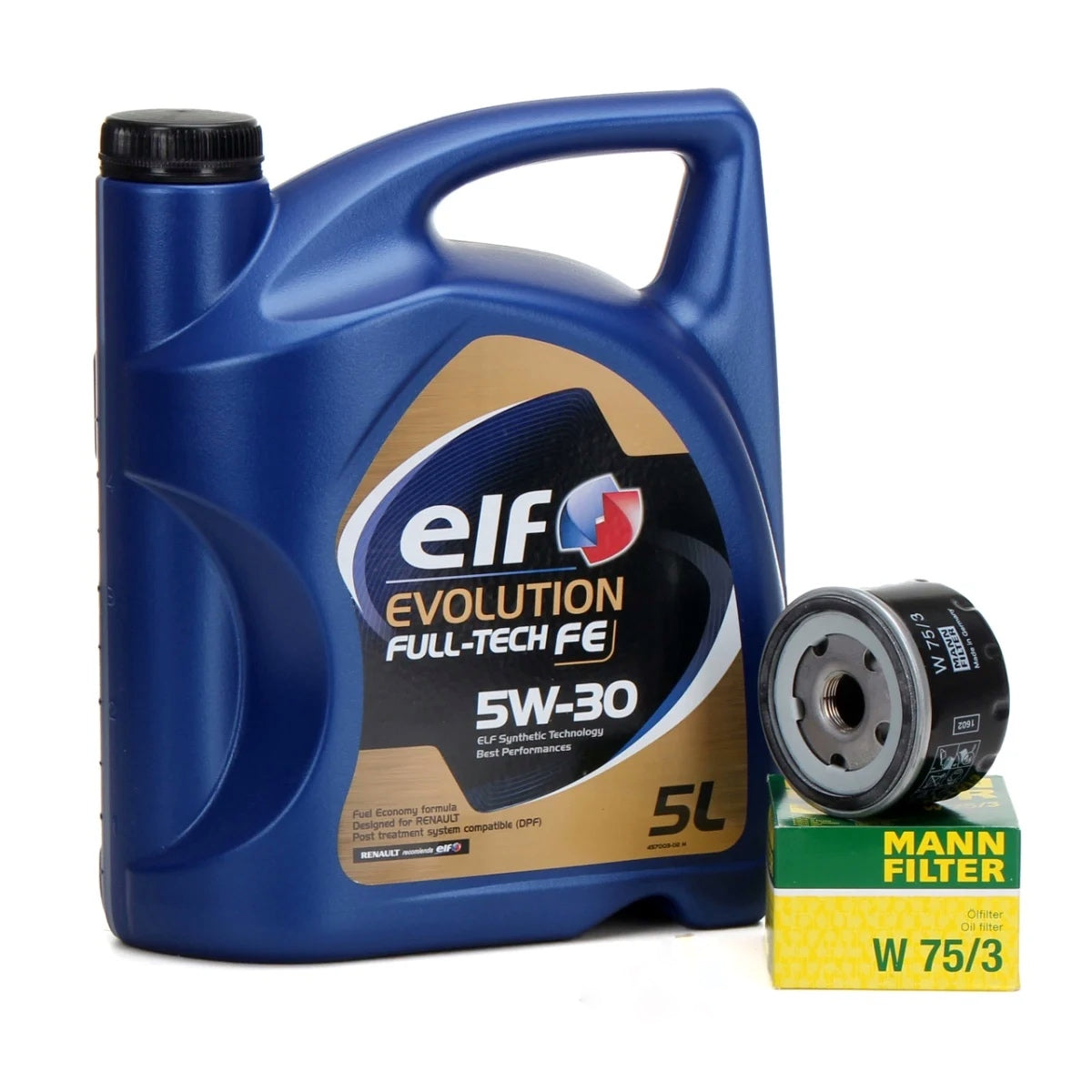 Pachet Revizie Ulei Motor Elf Evolution Full Tech FE 5W-30 5L + Filtru Ulei Mann Filter Dacia Duster 2010-2018 W75/3