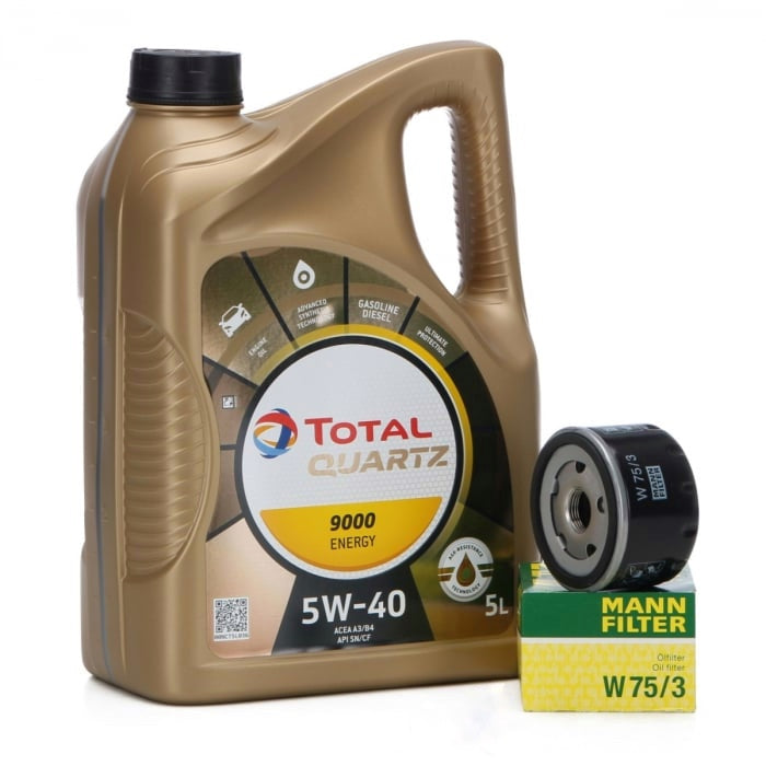 Pachet Revizie Ulei Motor Total Quartz 9000 Energy 5W-40 5L + Filtru Ulei Mann Filter Suzuki Samurai 1998-2004 W75/3
