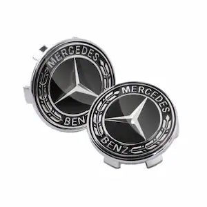 Set 2 capace roti, 75mm Mercedes, pentru jante din aluminiu, negru
