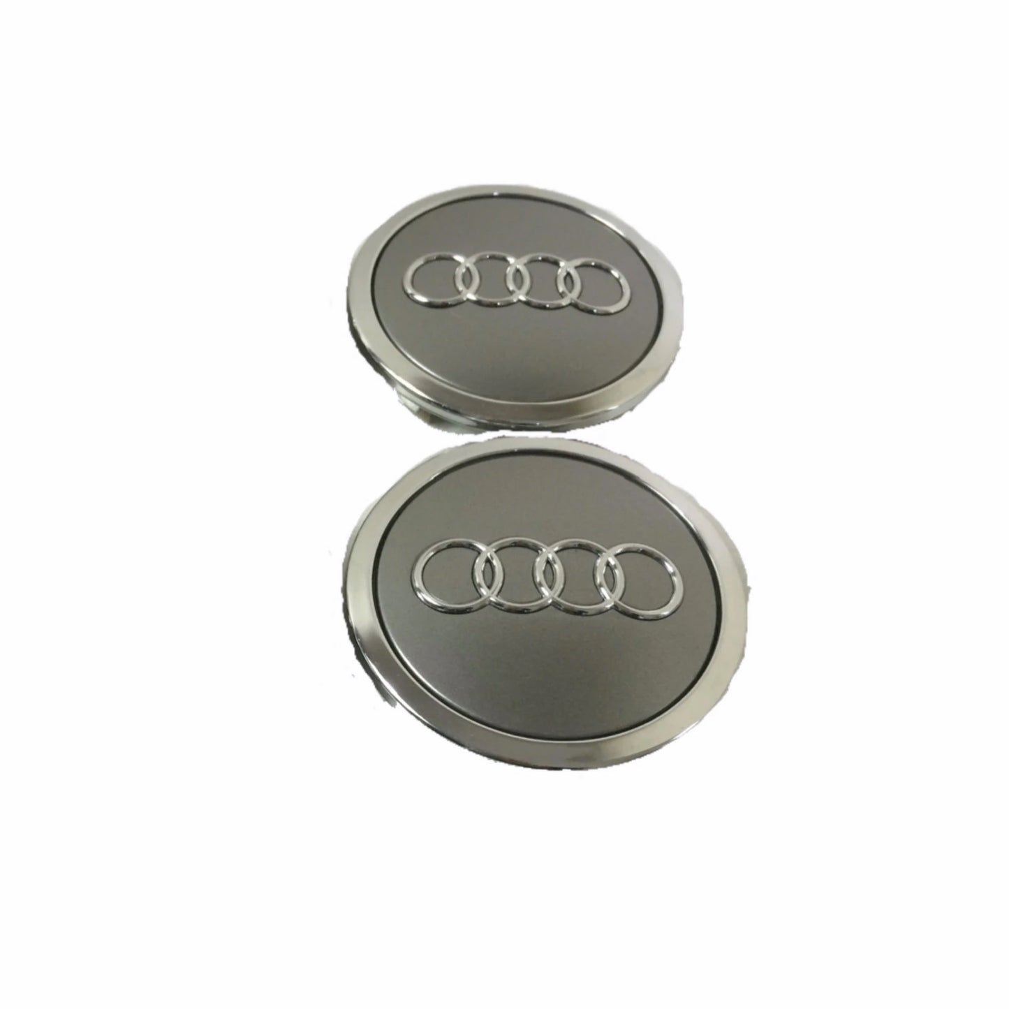 Set 2 capace roti, 60mm Audi, gri, crom pentru jante din aluminiu