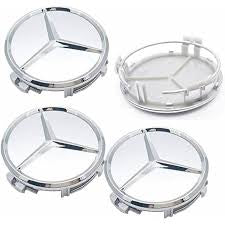 Set 4 capace roti, 75mm Mercedes, pentru jante din aluminiu, gri, star