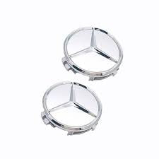 Set 2 capace roti, 75mm Mercedes, pentru jante din aluminiu, gri, star