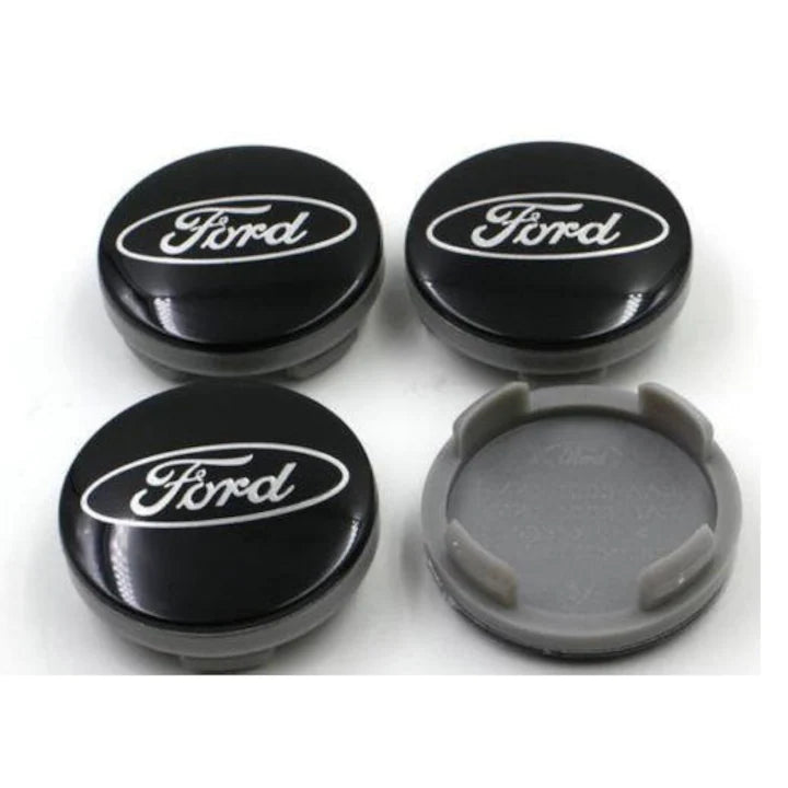 Set 4 capace roti, 54mm Ford, negru, pentru jante din aluminiu