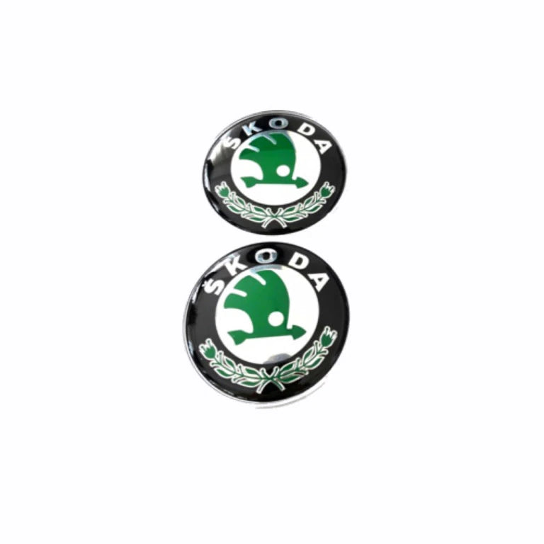 Set 2 capace roti, 60mm Skoda, negru / verde, pentru jante din aluminiu