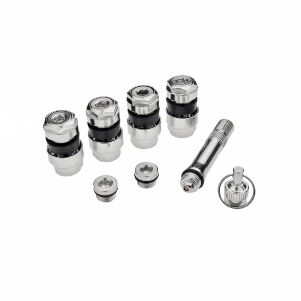 Set Valve Ascunse pentru jante din aluminiu, 4 buc, argintiu