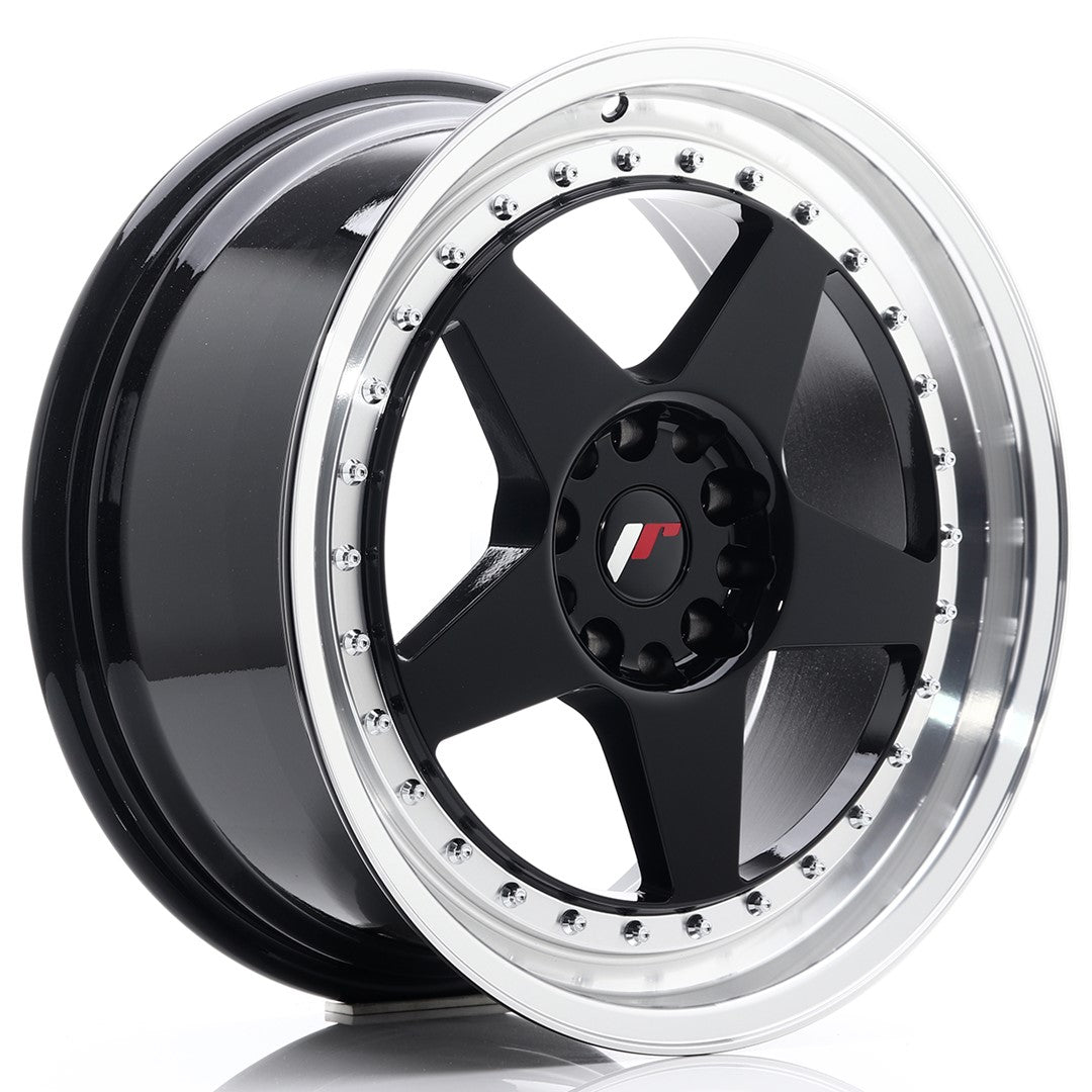 JR Wheels JR6 16x9 ET20 4x100/108 Gloss Black w/Machined Lip