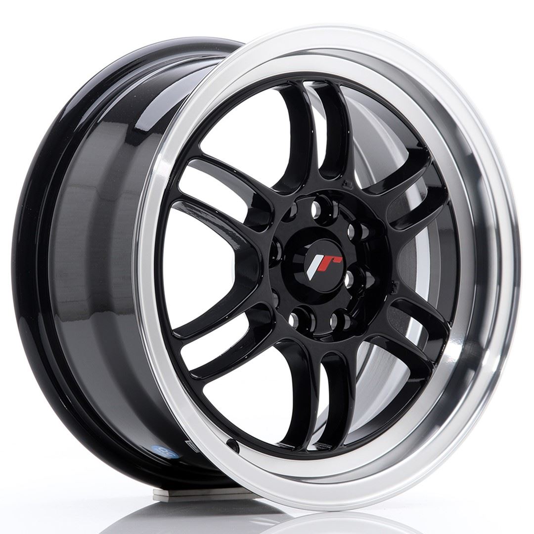JR Wheels JR7 16x7 ET38 4x100/114 Gloss Black w/Machined Lip