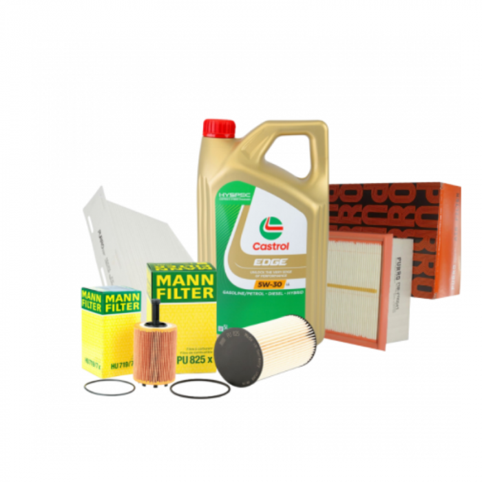 Pachet schimb ulei Castrol 5L+ filtre Purro/Mann pentru grupul VAG - VW AUDI SKODA SEAT 1.9TDI, 2.0TDI