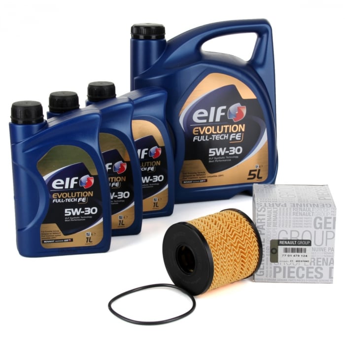 Pachet Revizie Ulei Motor Elf Evolution Full Tech FE 5W-30 5L + 3 Buc 1L + Filtru Ulei Oe Renault Vel Satis 2002→ 7701479124