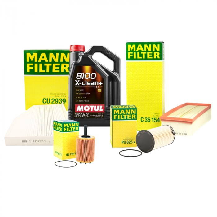 Pachet schimb ulei Motul 5L+ filtre MANN pentru grupul VAG - VW AUDI SKODA SEAT 1.9TDI, 2.0TDI