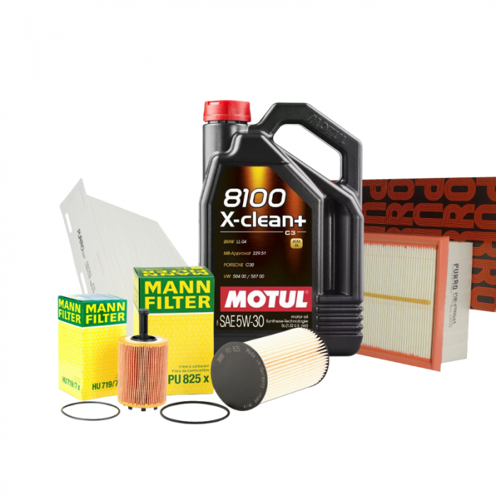 Pachet schimb ulei SILVER Motul 5L+ filtre Purro/Mann pentru grupul VAG - VW AUDI SKODA SEAT 1.9TDI, 2.0TDI