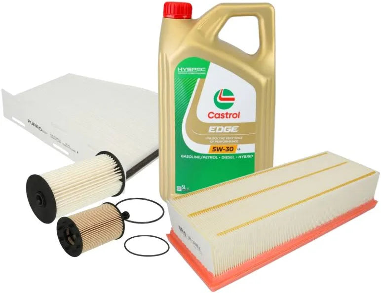 Pachet schimb ulei Castrol 5L+ filtre Purro pentru grupul VAG - VW AUDI SKODA SEAT 1.9TDI, 2.0TDI