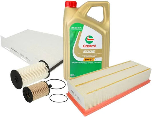Pachet schimb ulei Castrol 5L+ filtre Purro pentru grupul VAG - VW AUDI SKODA SEAT 1.9TDI, 2.0TDI