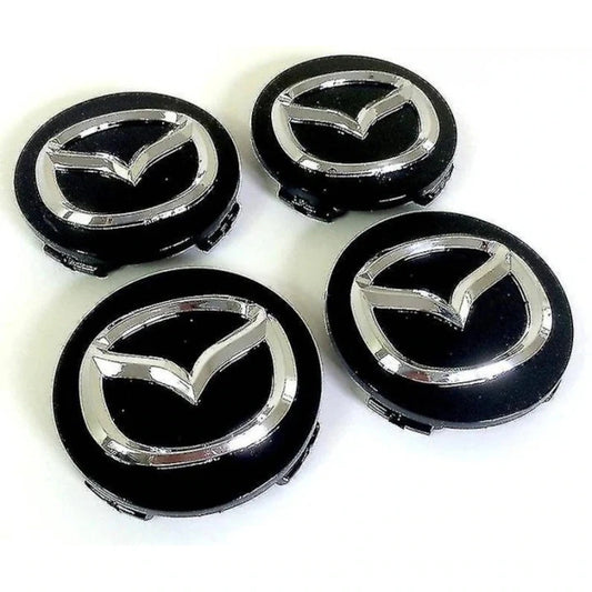 Set 4 capace roti 56mm Mazda, pentru jante aluminiu , negru