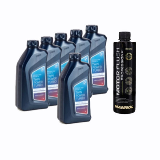 Pachet 6 litri ulei motor BMW Twin Power Turbo Longlife-04, 5W30, 6l + solutie curatare motor Mannol Motor Flush 450ml