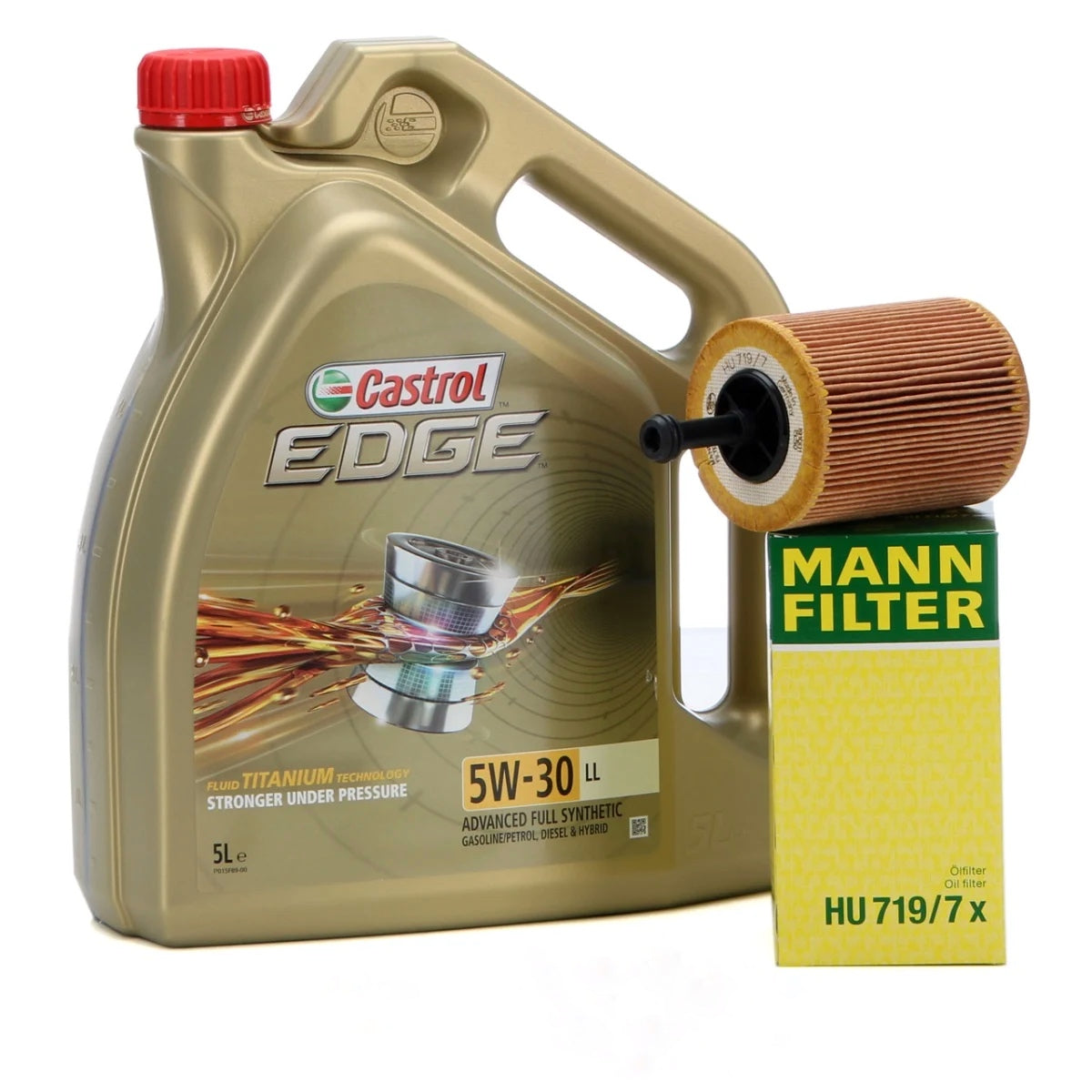 Set Ulei Motor Castrol Edge LL 5W-30 5L + Filtru Ulei Mann Filter HU719/7X pentru Seat Toledo 2 1998-2006