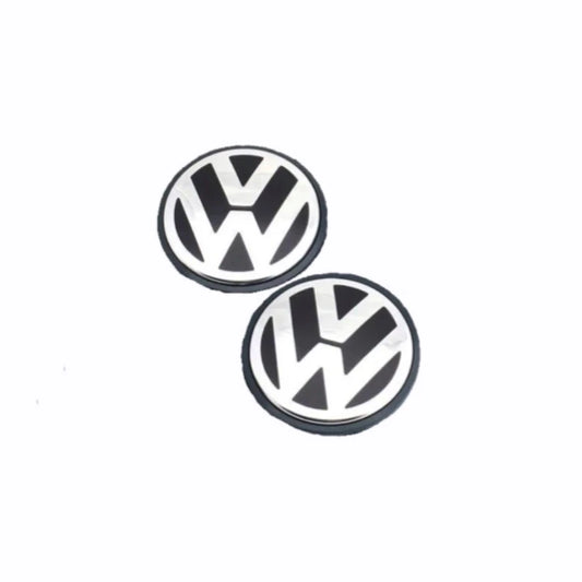 Set 2 capace roti, 65mm Volkswagen Passat Golf CC, negru, crom pentru jante din aluminiu