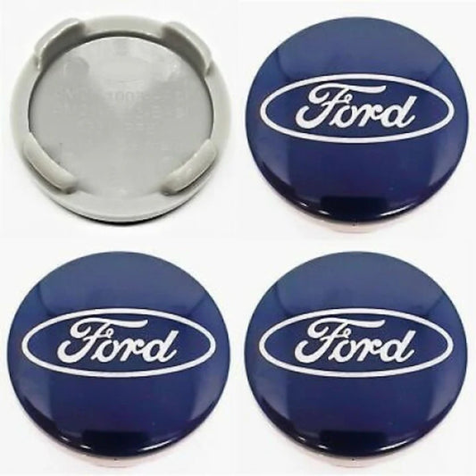 Set 4 capace roti, 54mm Ford, albastru, pentru jante din aluminiu