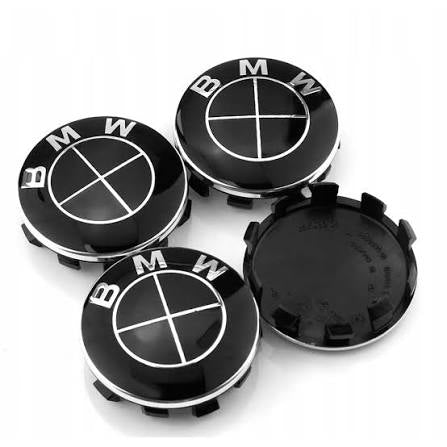 Set 4 capace roti, 68mm BMW, negru complet , pentru jante din aluminiu
