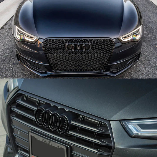 Emblemă grilă față Audi, neagră, 27.3 cm