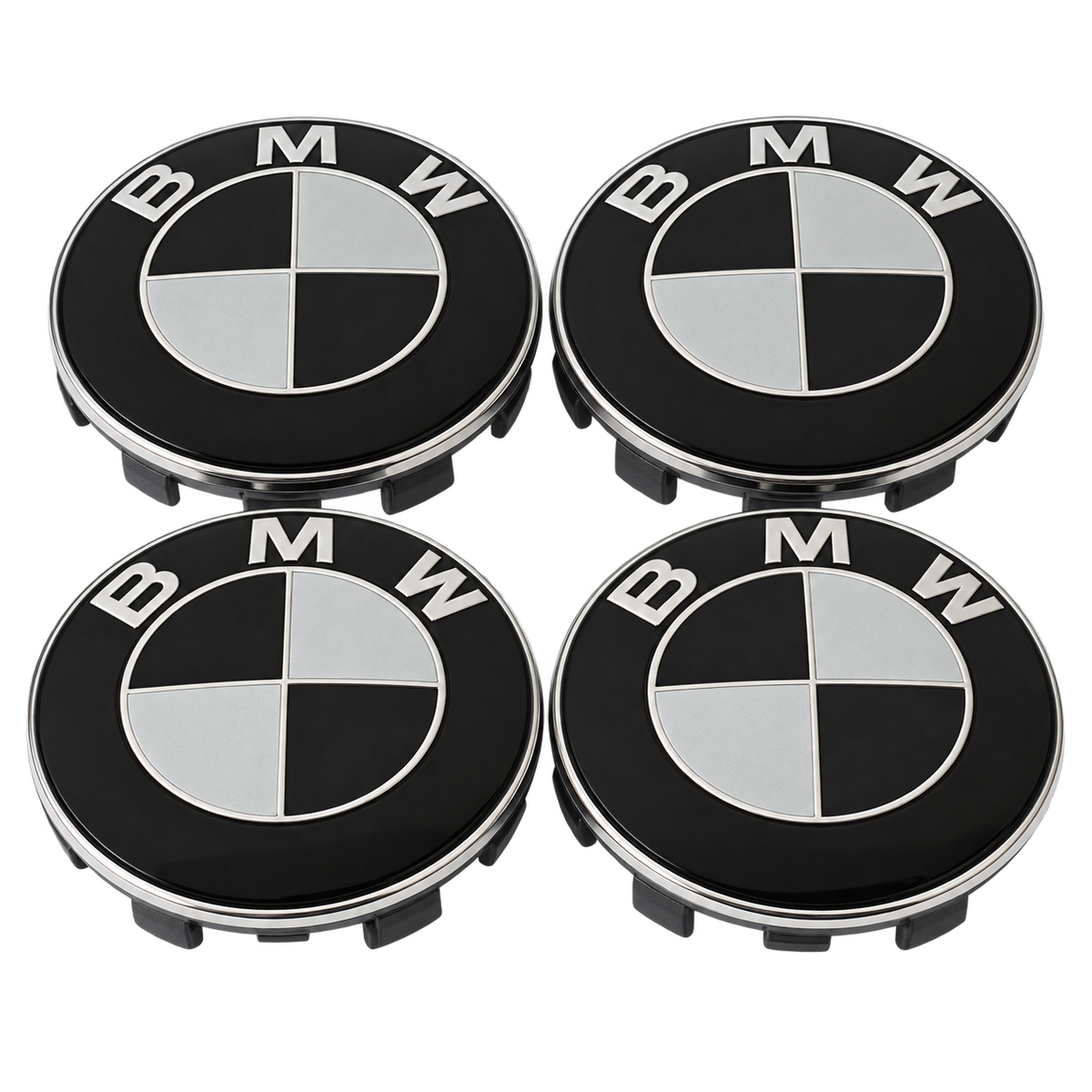 Set 4 capace roti, 56mm BMW, pentru jante din aluminiu negru+alb