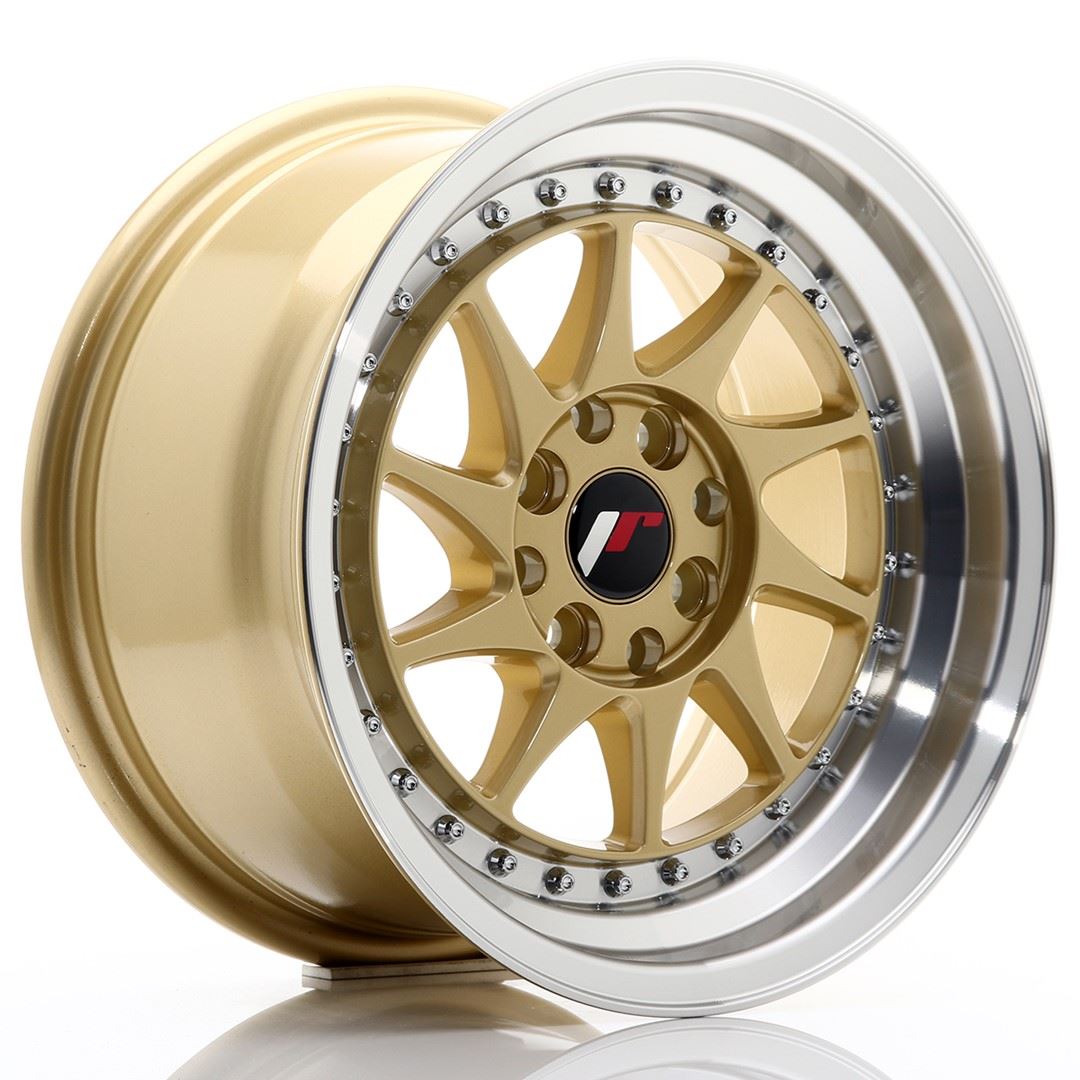 JR Wheels JR26 16x8 ET25 4x100/108 Gold w/Machined Lip