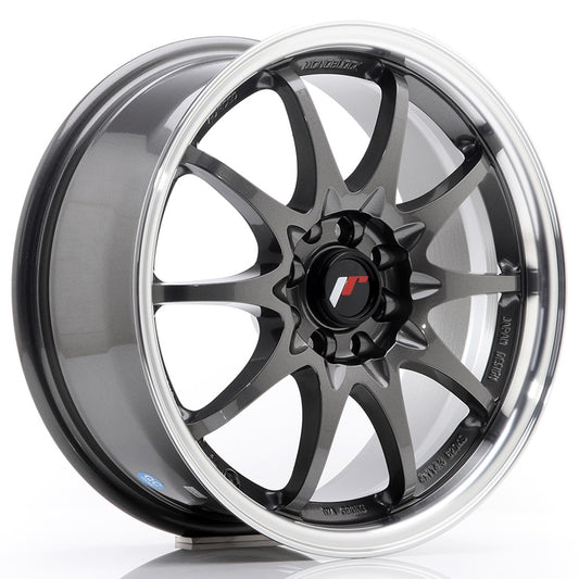 JR Wheels JR5 15x7 ET35 4x100 Gun Metal w/Machined Lip