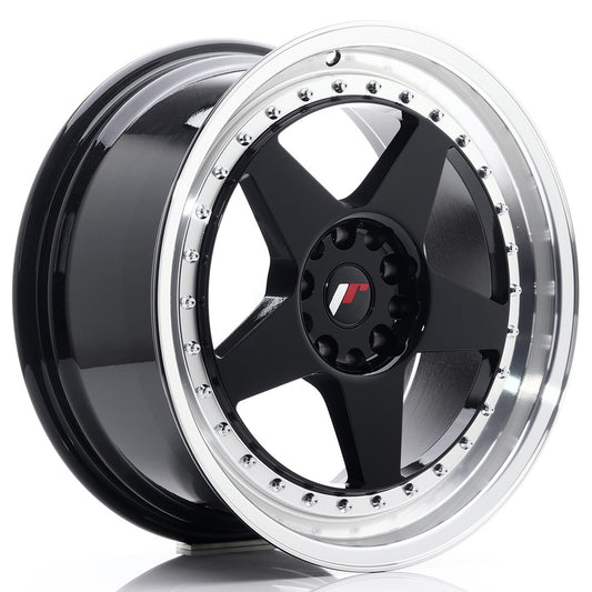 JR Wheels JR6 17x8 ET20-35 4H BLANK Gloss Black w/Machined Lip