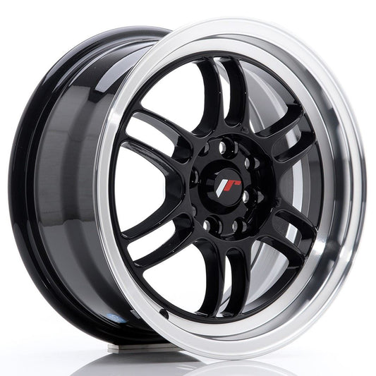 JR Wheels JR7 16x7 ET38 4x100/114 Gloss Black w/Machined Lip