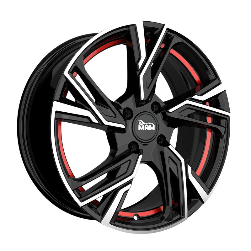 MAM Felgen RS5 16, 7, 5, 100, 38, 63.4, BLACK FRONT POLISH RED INSIDE,
