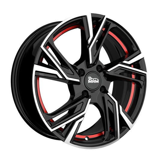 MAM Felgen RS5 16, 7, 5, 108, 38, 72.6, BLACK FRONT POLISH RED INSIDE,
