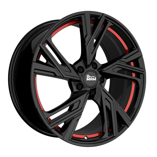 MAM Felgen RS5 17, 7.5, 5, 100, 35, 63.4, BLACK PAINTED RED INSIDE,