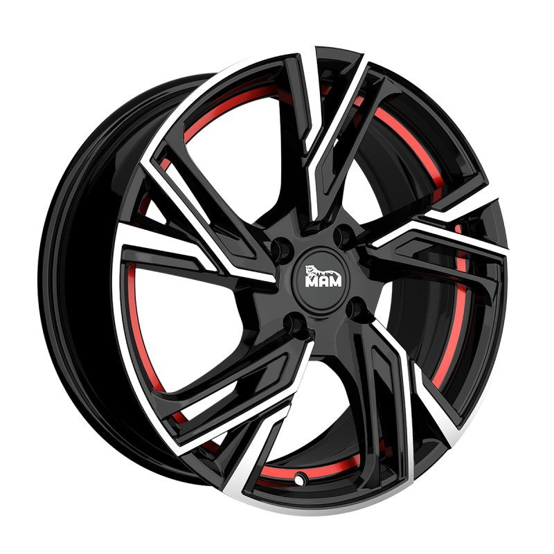 Janta aliaj MAM Felgen RS5 6.5x16 4x100 et35 BLACK FRONT POLISH RED INSIDE