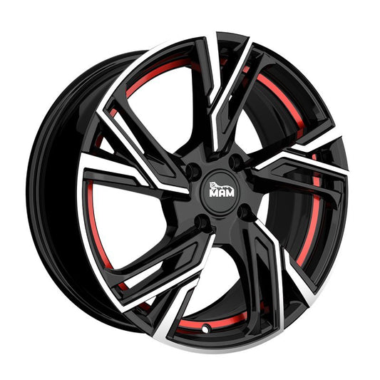 Janta aliaj MAM Felgen RS5 6.5x16 4x100 et35 BLACK FRONT POLISH RED INSIDE