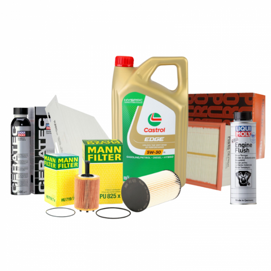 Pachet revizie CASTROL 5W-30 + filtre Mann/Purro + Cera Tec + Flush pentru 1.9/2.0 TDI VAG